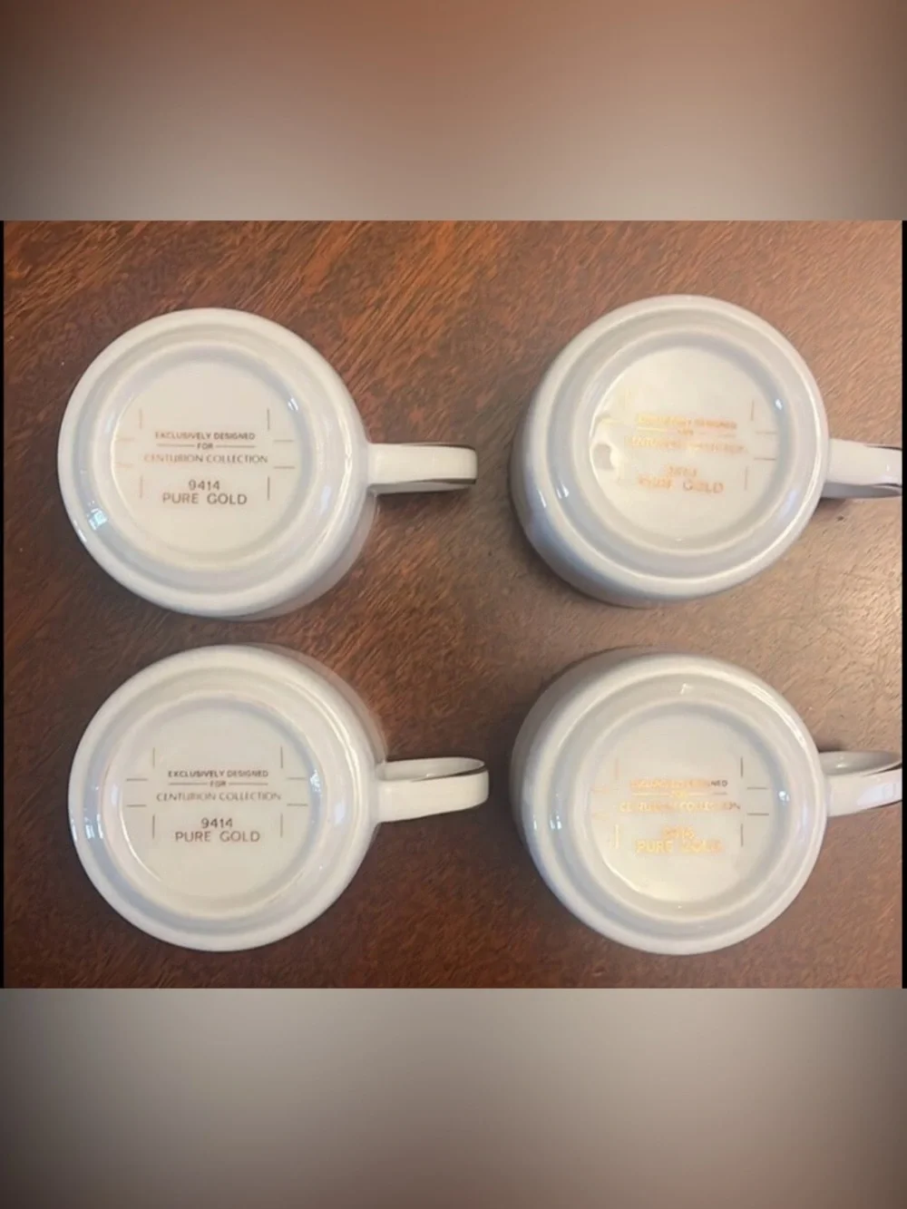 Set of 4 Centurion Collection 9414 Pure Gold Demitasse Cups & Saucers NWOT